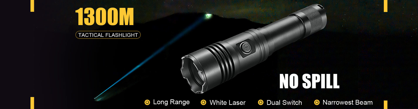 9W LEP White Laser Flashlight Tactical Rechargeable IP66 Waterproof